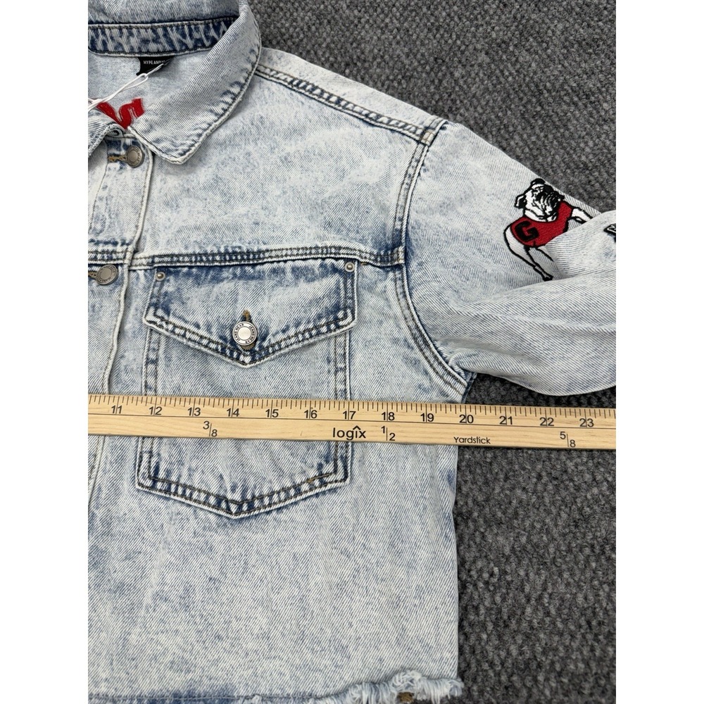 Georgia Bulldogs Women's Small Light Denim Cropped Jean Jacket - New - Picture 10 of 10